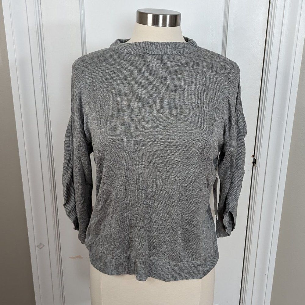 bishop + young | Heather Grey Ruffle Sleeve Sweater Size Small